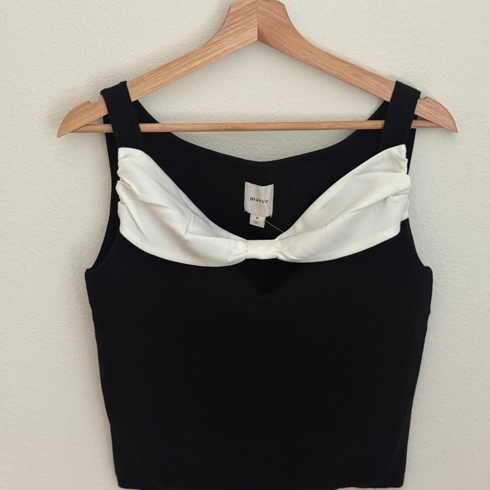 Anthropologie Black and White Bow Top